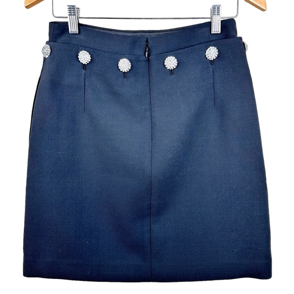 $358 Tory Burch Fremont Crystal Embellished A-Line Skirt Black Wool Knit SZ 6 - Picture 6 of 16